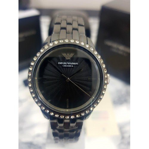 Emporio Armani Crystal Ceramica Black Dial Black Steel Strap Watch For Women - AR1478 Buy Now By Emporio Armani