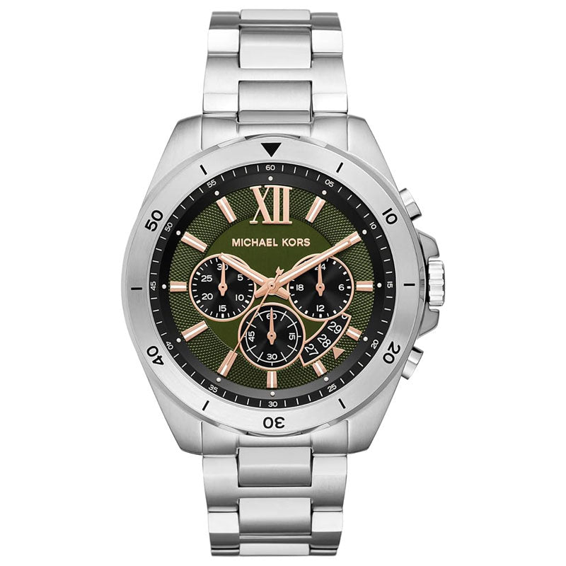 Michael Kors Brecken Chronograph Green Dial Silver Steel Strap Watch For Men - MK8984 Buy Now By Michael Kors