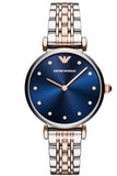 Emporio Armani Gianni T Bar Crystal Blue Dial Two Tone Steel Strap Watch For Women - AR11092 Buy Now By Emporio Armani