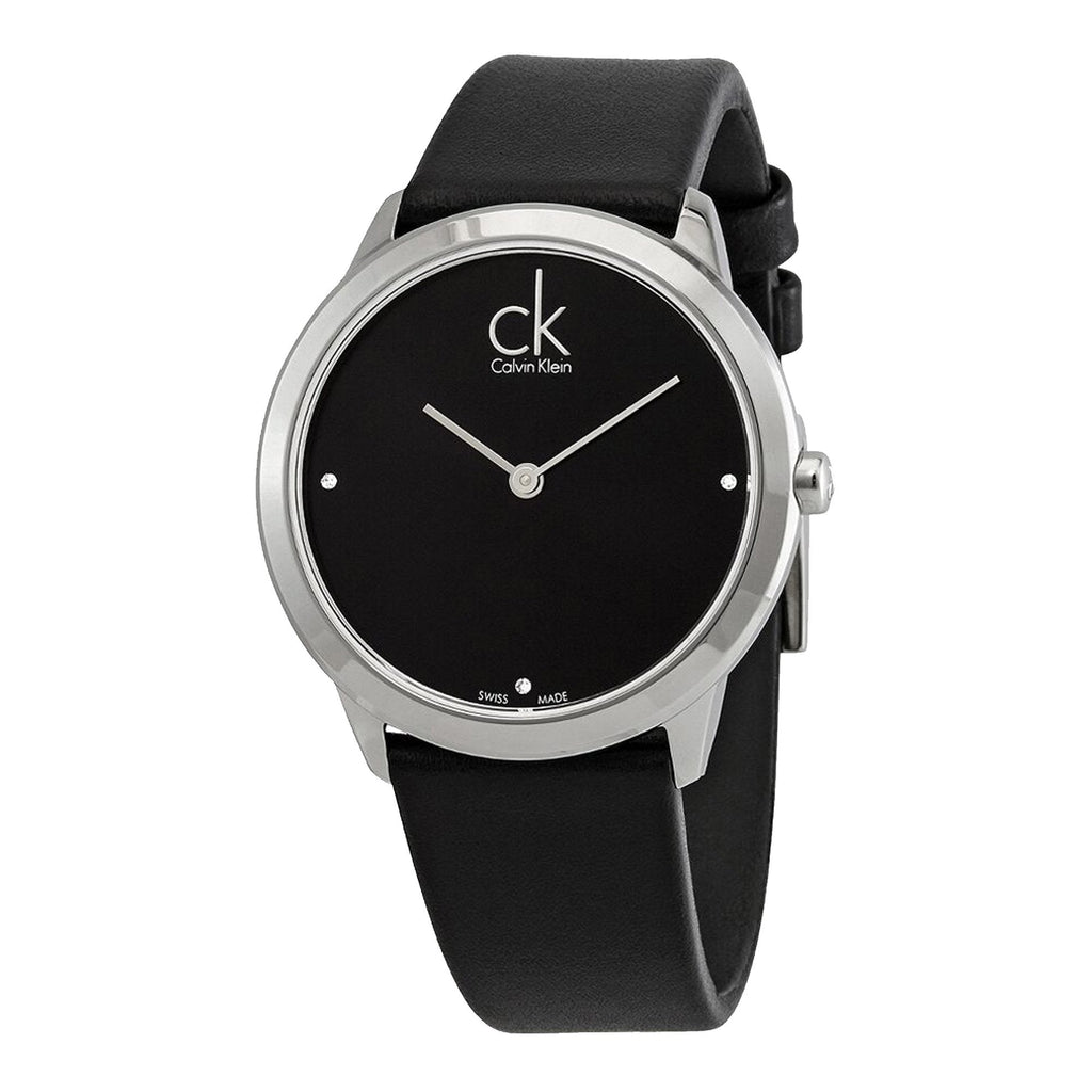 Calvin Klein Minimal Black Dial Black Leather Strap Watch for Men - K3M221CS Buy Now By Calvin Klein