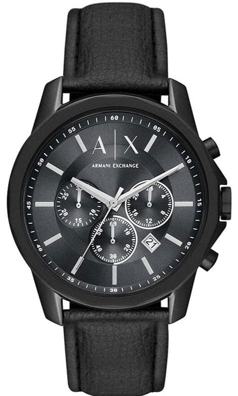 Armani Exchange Banks Chronograph Black Dial Black Leather Strap Watch For Men - AX1724 Buy Now By Armani Exchange
