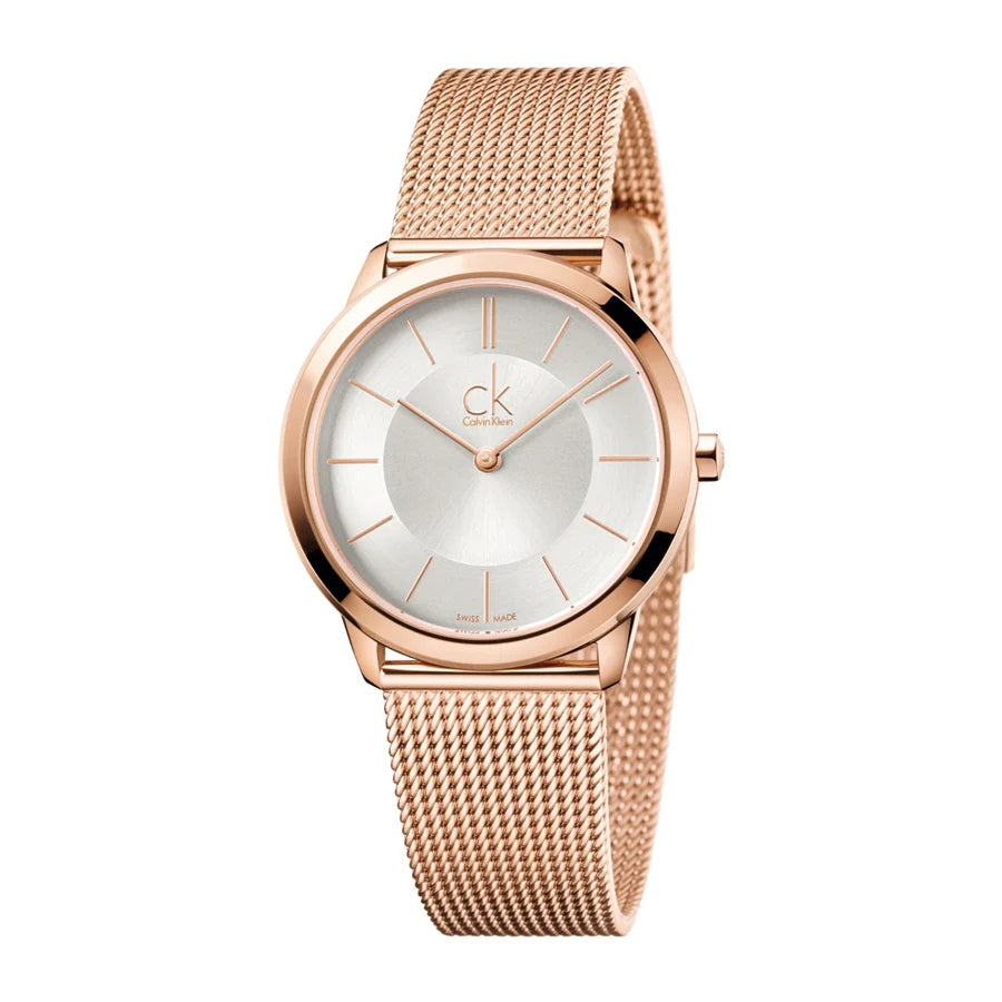 Calvin Klein Minimal White Dial Rose Gold Mesh Bracelet Watch for Men - K3M21626 Buy Now By Calvin Klein
