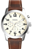 Fossil Pilot Chronograph White Dial Brown Leather Strap Watch for Men - FS5146 Buy Now By Fossil