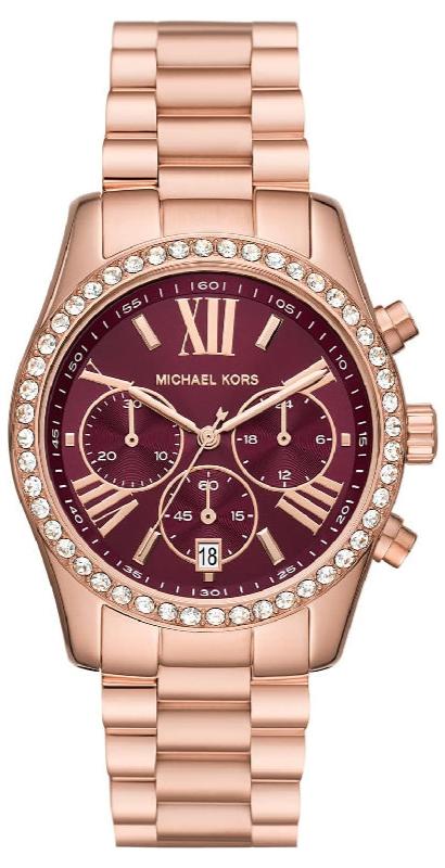Michael Kors Lexington Chronograph Red Dial Rose Gold Steel Strap Watch For Women - MK7275 Buy Now By Michael Kors