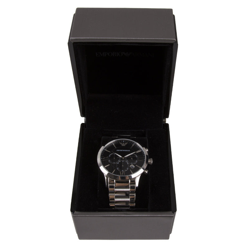Emporio Armani Giovanni Chronograph Black Dial Silver Steel Strap Watch For Men - AR11208 Buy Now By Emporio Armani
