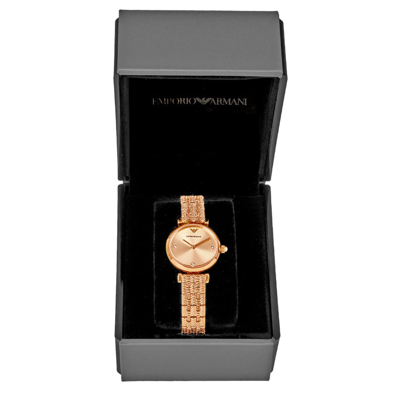 Emporio Armani Gianni T Bar Quartz Rose Gold Dial Rose Gold Steel Strap Watch For Women - AR11342 Buy Now By Emporio Armani
