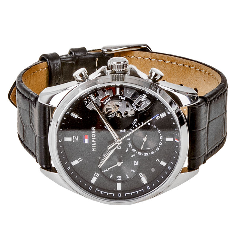 Tommy Hilfiger Baker Chronograph Black Dial Black Leather Strap Watch For Men - 1710449 Buy Now By Tommy Hilfiger