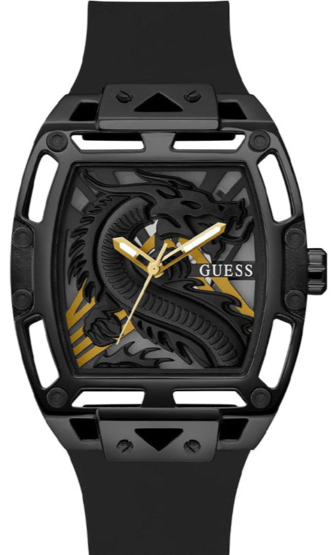Guess Legend Analog Black Dial Black Rubber Strap Watch For Men - GW0648G1 Buy Now By Guess