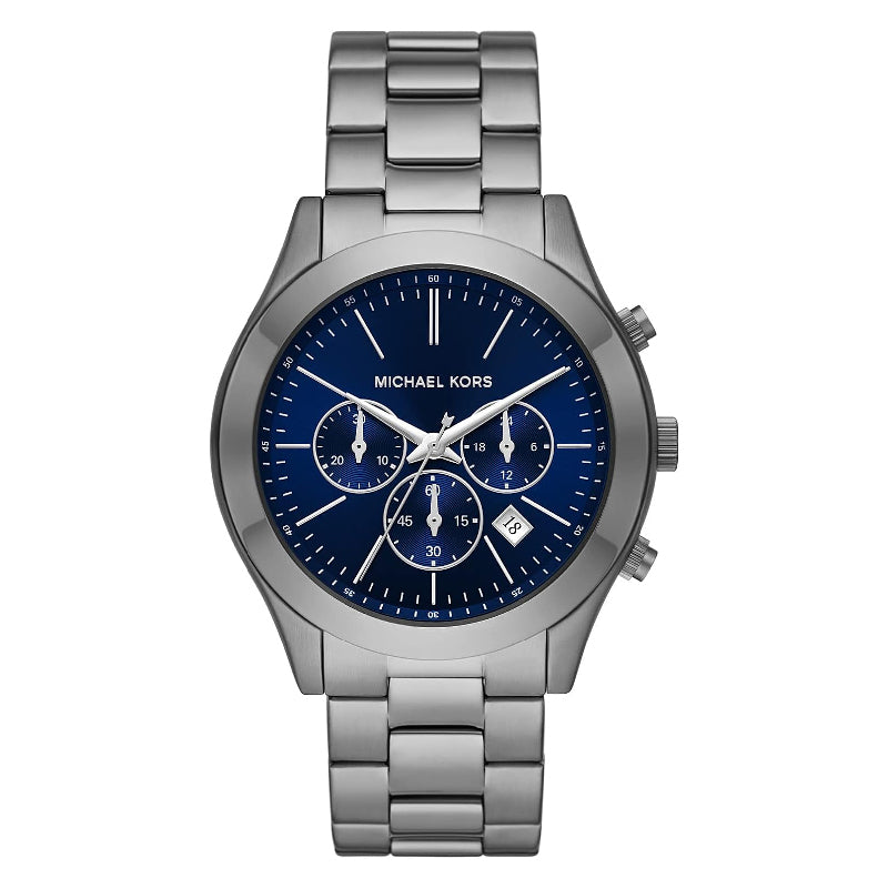 Michael Kors Slim Runway Chronograph Blue Dial Grey Steel Strap Watch For Men - MK8987 Buy Now By Michael Kors