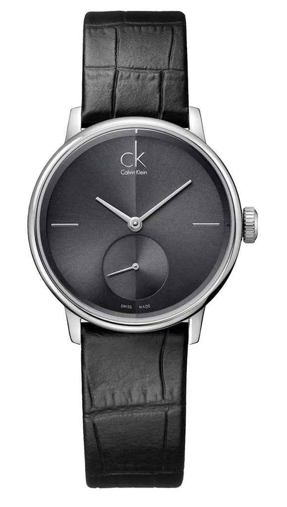 Calvin Klein Accent Black Dial Black Leather Strap Watch for Women - K2Y231C3 Buy Now By Calvin Klein