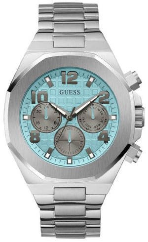 Guess Empire Chronograph Quartz Sky Blue Dial Silver Steel Strap Watch For Men - GW0489G3 Buy Now By Guess