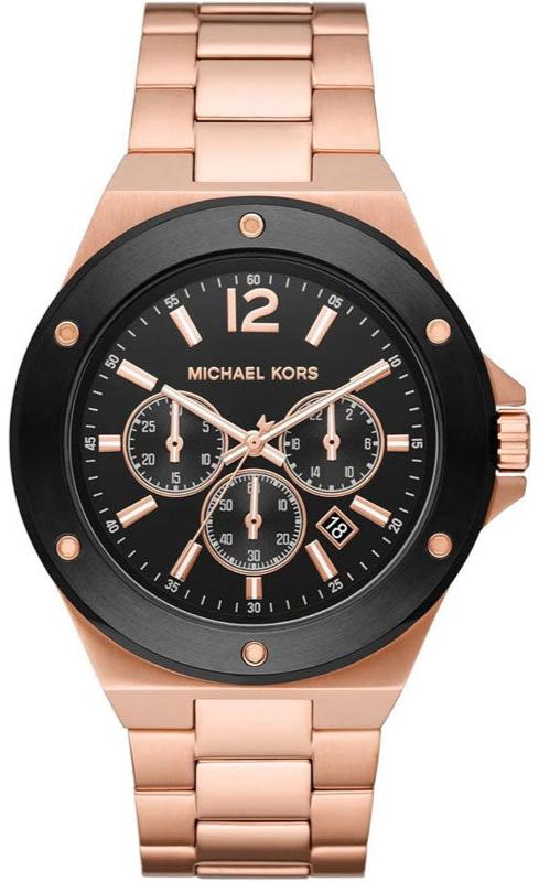 Michael Kors Lennox Chronograph Black Dial Rose Gold Steel Strap Watch For Men - MK8940 Buy Now By Michael Kors