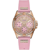 Guess Frontier Diamonds Rose Gold Dial Pink Rubber Strap Watch For Women - W1160L5 Buy Now By Guess