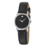 Movado Museum Black Dial Black Leather Strap Watch For Women - 2100004 Buy Now By Movado