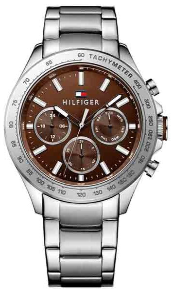 Tommy Hilfiger Hudson Chronograph Quartz Brown Dial Silver Steel Strap Watch For Men - 1791229 Buy Now By Tommy Hilfiger