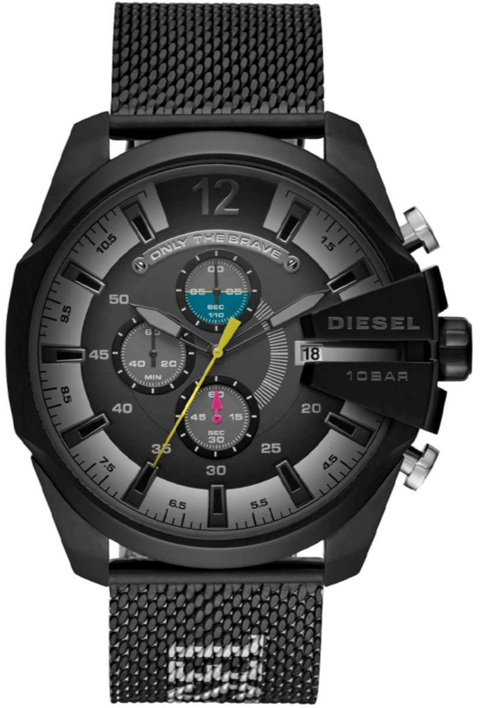 Diesel Mega Chief Chronograph Black Dial Black Mesh Bracelet Watch For Men - DZ4514 Buy Now By Diesel