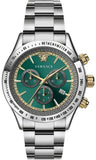 Versace Classic Chronograph Quartz Green Dial Silver Steel Strap Watch For Men - VEV700721 Buy Now By Versace