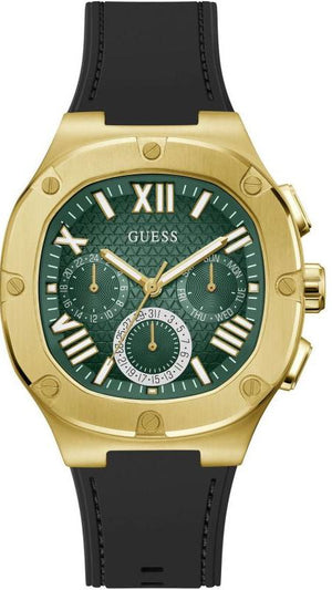 Guess Headliner Multifunction Green Dial Black Silicone Strap Watch For Men - GW0571G3 Buy Now By Guess