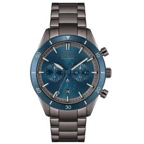 Hugo Boss Santiago Blue Dial Grey Steel Strap Watch for Men - 1513863 Buy Now By Hugo Boss