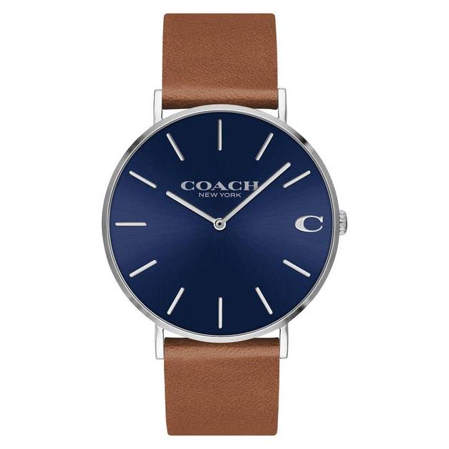 Coach Charles Blue Dial Brown Leather Strap Watch for Men - 14602151 Buy Now By Coach