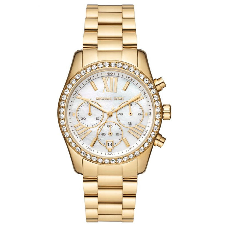 Michael Kors Lexington Mother of Pearl White Dial Gold Steel Strap Watch For Women - MK7241 Buy Now By Michael Kors