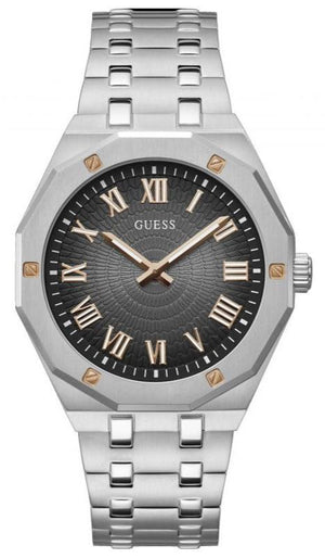 Guess Asset Quartz Black Dial Silver Steel Strap Watch For Men - GW0575G1 Buy Now By Guess