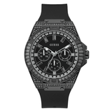 Guess Zeus Multifunction Crystals Black Dial Black Silicone Strap Watch For Men - GW0208G5 Buy Now By Guess