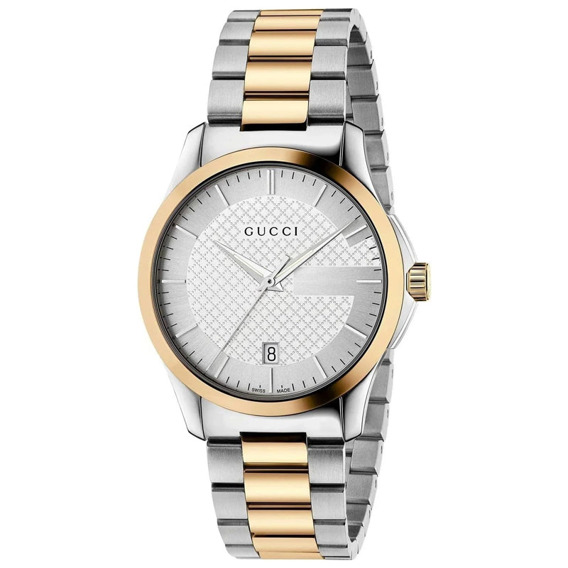 Gucci G Timeless Quartz Silver Dial Two Tone Steel Strap Watch For Men - YA126450 Buy Now By Gucci