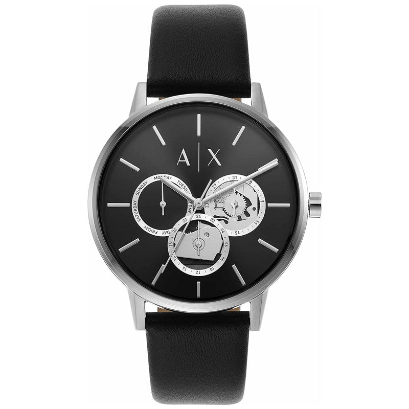 Armani Exchange Cayde Chronograph Black Dial Black Leather Strap Watch for Men - AX2745 Buy Now By Armani Exchange