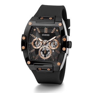 Guess Phoenix Multifunction Black Dial Black Silicone Strap Watch For Men - GW0203G8 Buy Now By Guess