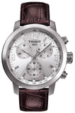 Tissot PRC 200 Chronograph Silver Dial Brown Leather Strap Watch For Men - T055.417.16.037.00 Buy Now By Tissot