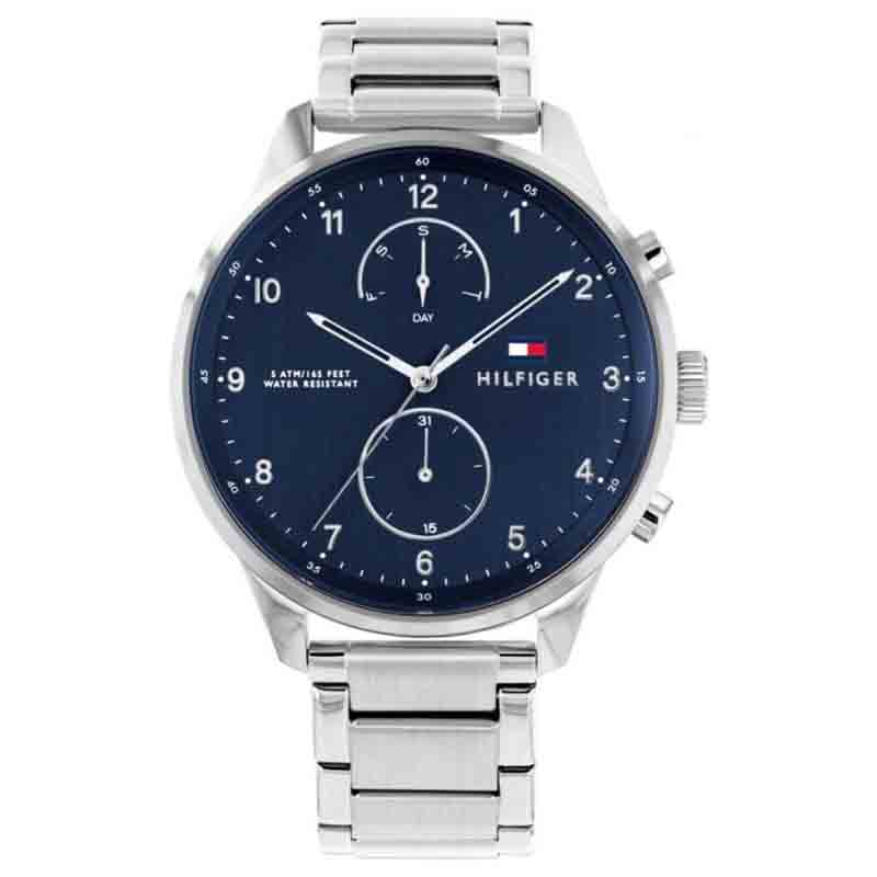 Tommy Hilfiger Chase Multifunction Blue Dial Silver Steel Strap Watch for Men - 1791575 Buy Now By Tommy Hilfiger