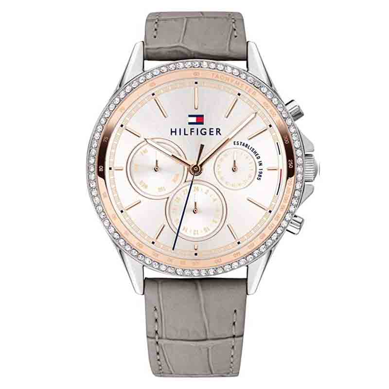 Tommy Hilfiger Ari Diamonds White Dial Grey Leather Strap Watch for Women - 1781980 Buy Now By Tommy Hilfiger