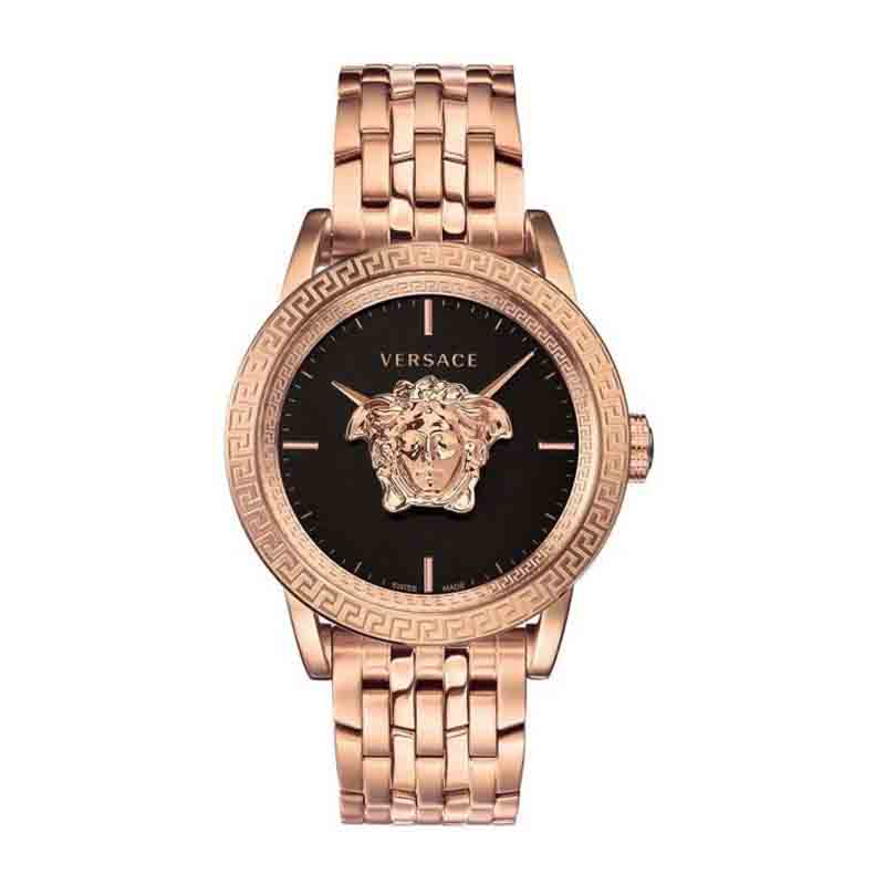 Versace Palazzo Empire Black Dial Rose Gold Steel Strap Watch for Men - VERD00718 Buy Now By Versace