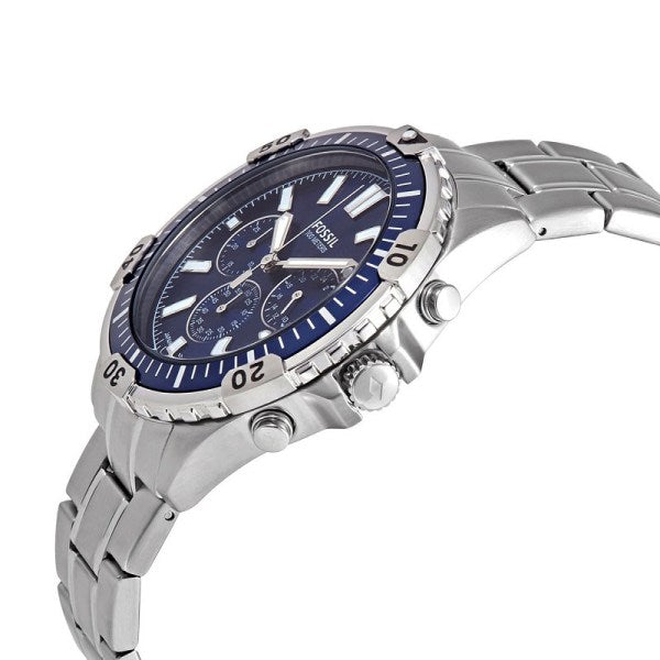 Fossil Garrett Chronograph Blue Dial Silver Steel Strap Watch for Men - FS5623 Buy Now By Fossil
