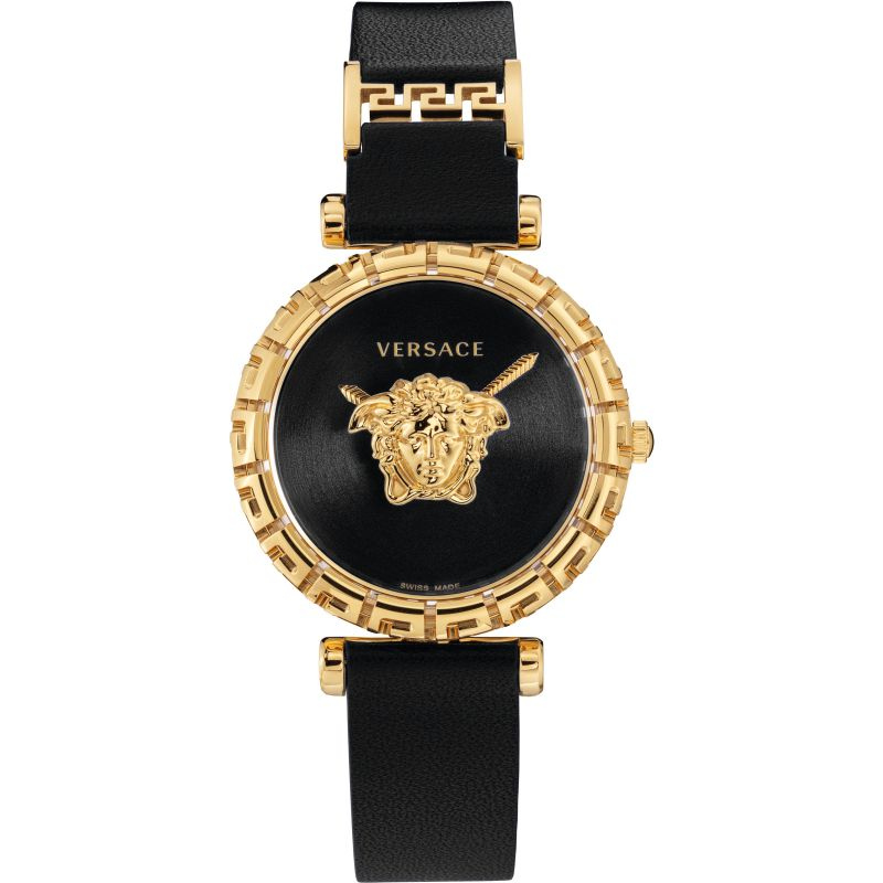 Versace Palazzo Empire Greca Black Dial Black Leather Strap Watch for Women - VEDV00119 Buy Now By Versace