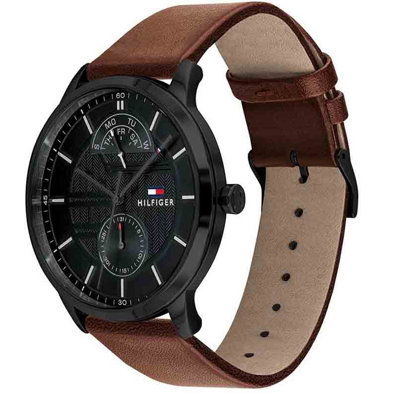 Tommy Hilfiger Hunter Black Dial Brown Leather Strap Watch for Men - 1791604 Buy Now By Tommy Hilfiger