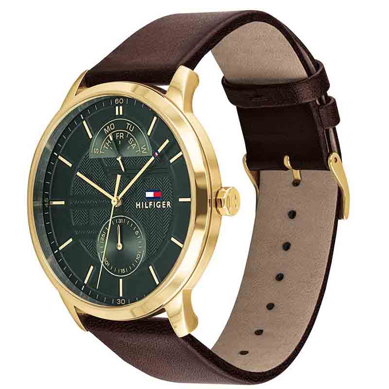 Tommy Hilfiger Hunter Green Dial Brown Leather Strap Watch for Men - 1791607 Buy Now By Tommy Hilfiger