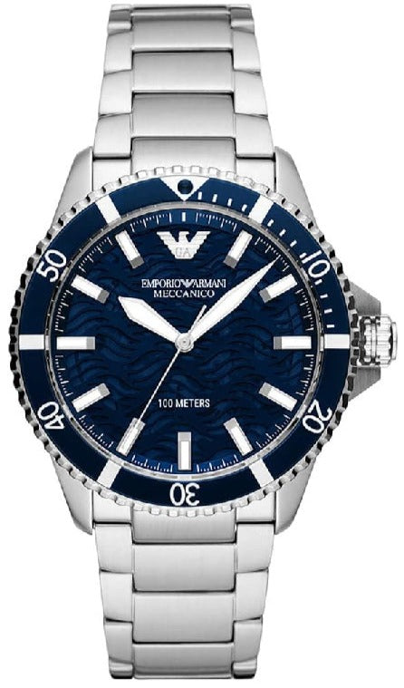 Emporio Armani Meccanico Automatic Blue Dial Silver Steel Strap Watch For Men - AR60059 Buy Now By Emporio Armani