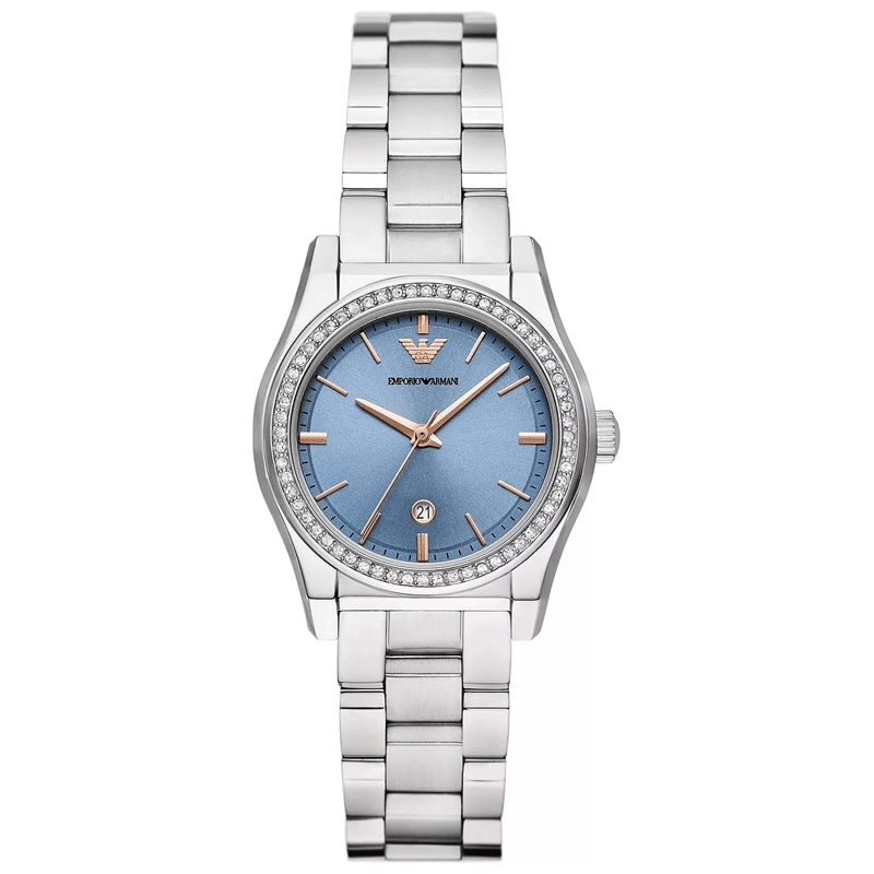 Emporio Armani Federica Three-Hand Date Blue Dial Silver Steel Strap Watch For Women - AR11593 Buy Now By Emporio Armani