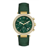 Michael Kors Parker Chronograph Green Dial Green Leather Strap Watch For Women - MK6985 Buy Now By Michael Kors