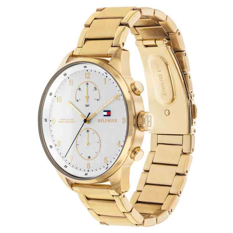 Tommy Hilfiger Chase Quartz White Dial Gold Steel Strap Watch for Men - 1791576 Buy Now By Tommy Hilfiger