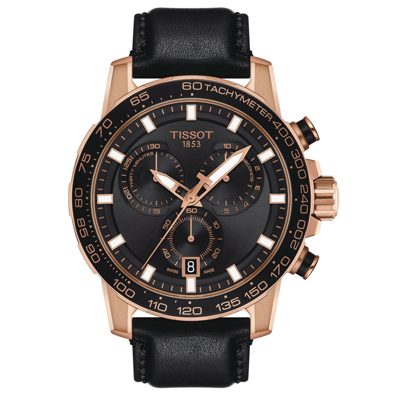 Tissot Supersport Chrono Black Dial Black Leather Strap Watch for Men - T125.617.36.051.00 Buy Now By Tissot