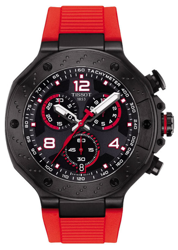 Tissot T Race Chronograph Black Dial Red Rubber Strap Watch For Men - T141.417.37.057.01 Buy Now By Tissot