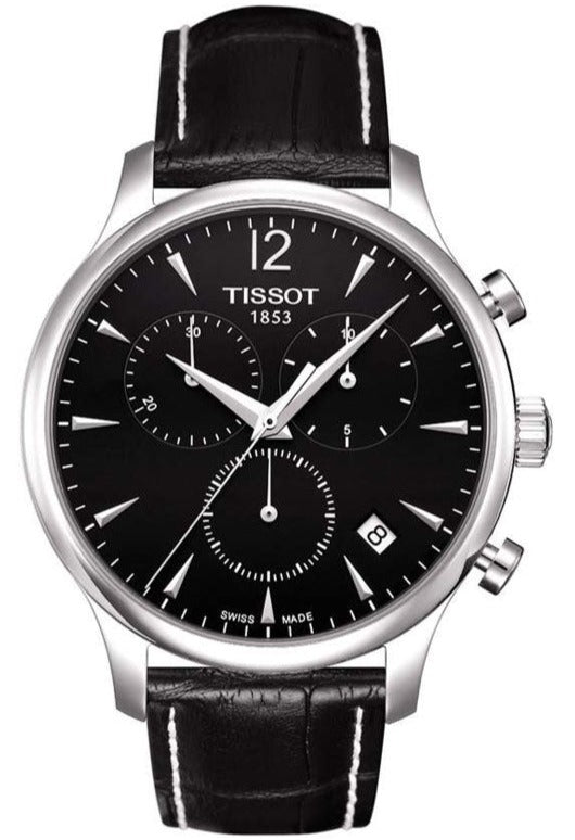 Tissot T Classic Tradition Chronograph Black Dial Black Leather Strap Watch For Men - T063.617.16.057.00 Buy Now By Tissot