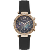 Guess Solstice Diamonds Black Mother of Pearl Dial Black Rubber Strap Watch for Women - GW0113L2 Buy Now By Guess