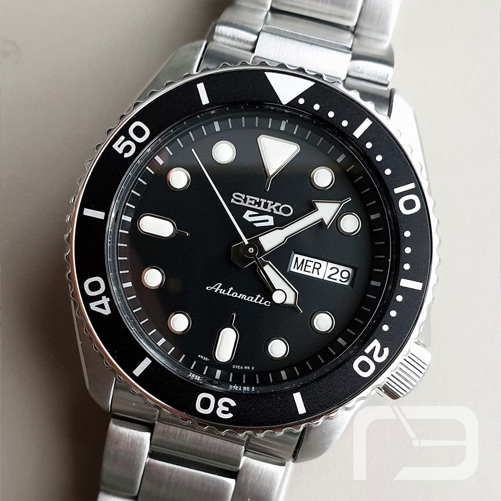 Seiko 5 Sports Automatic Day Date Black Dial Silver Steel Strap Watch for Men - SRPD55K1 Buy Now By Seiko