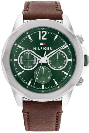 Tommy Hilfiger Lars Chronograph Green Dial Brown Leather Strap Watch For Men - 1792064 Buy Now By Tommy Hilfiger