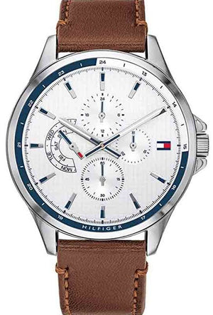 Tommy Hilfiger Multi Function Quartz White Dial Brown Leather Strap Watch for Men - 1791614 Buy Now By Tommy Hilfiger