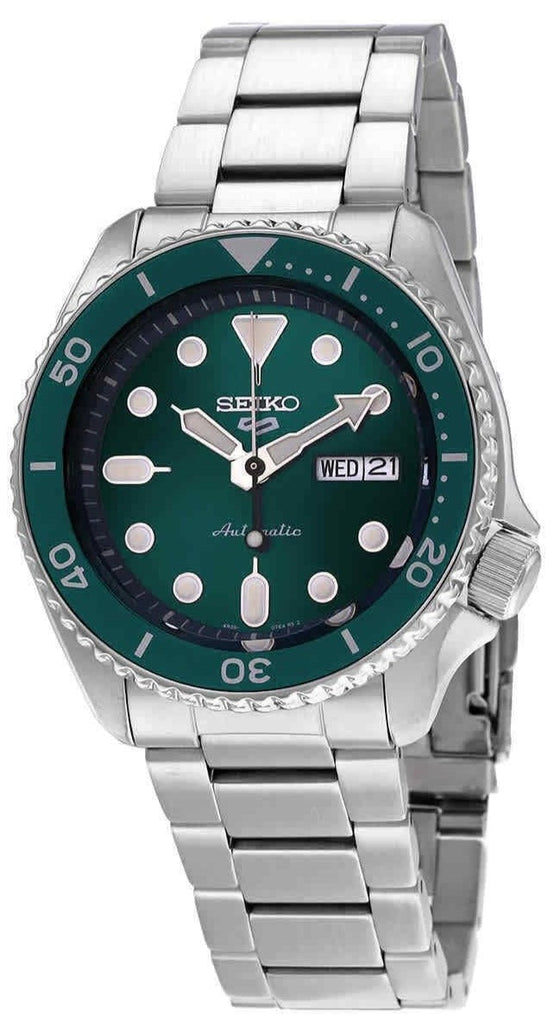 Seiko 5 Sports Automatic Green Dial Silver Steel Strap Watch For Men - SRPD61K1 Buy Now By Seiko